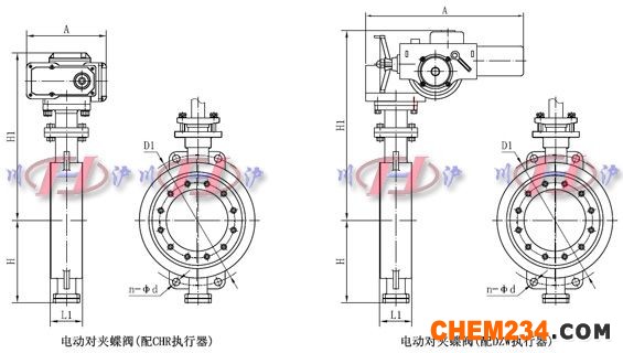電動對夾蝶閥外形尺寸